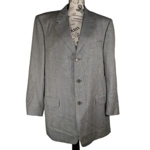 Canali Blazer Italian 54L 44" Windowpane Houndstooth Wool Sport Coat Italy A002